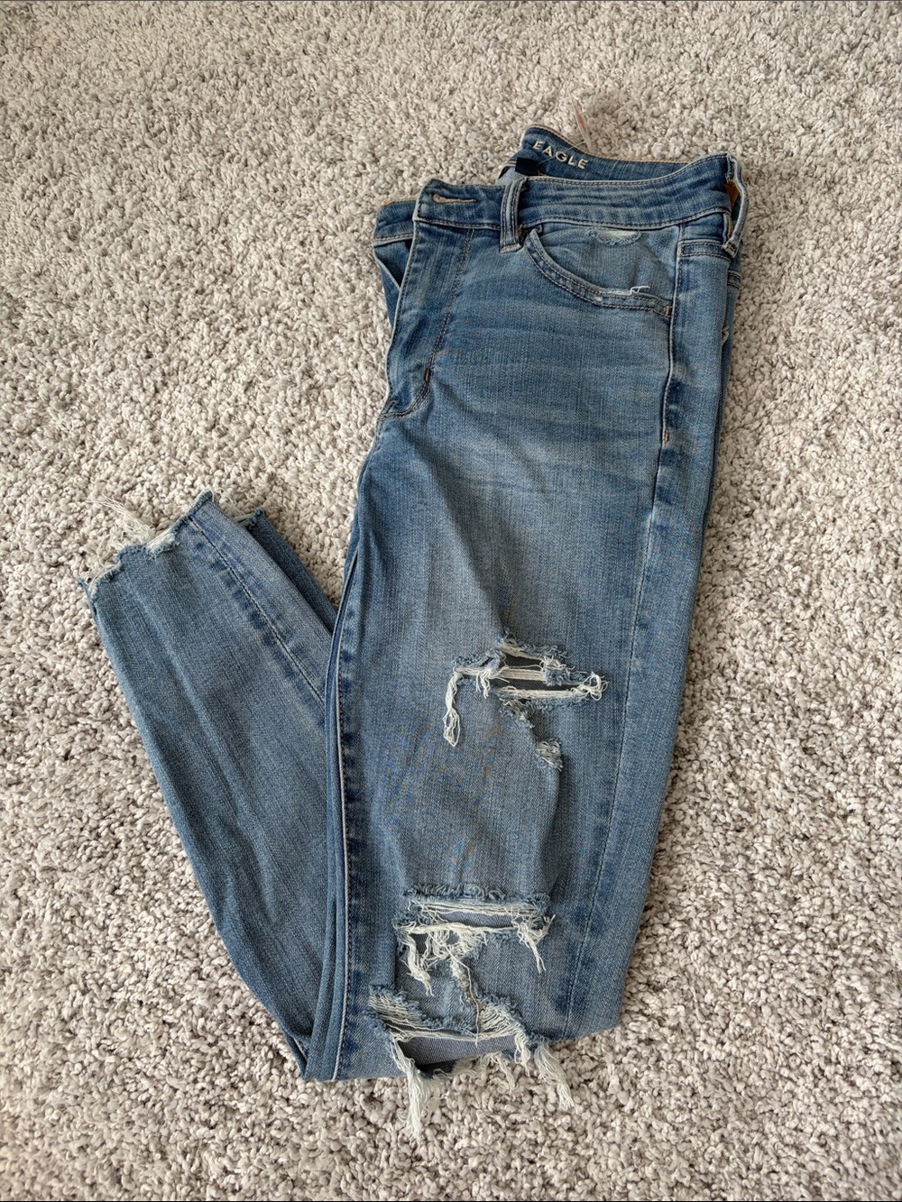 American Eagle Outfitters Light Blue Ripped Skinny Jeans